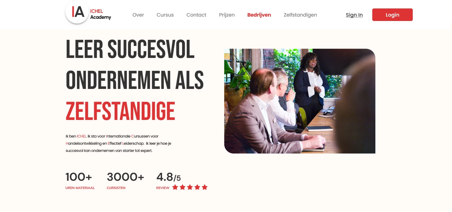 Ichel Academy: Course platform website for independent entrepreneurs