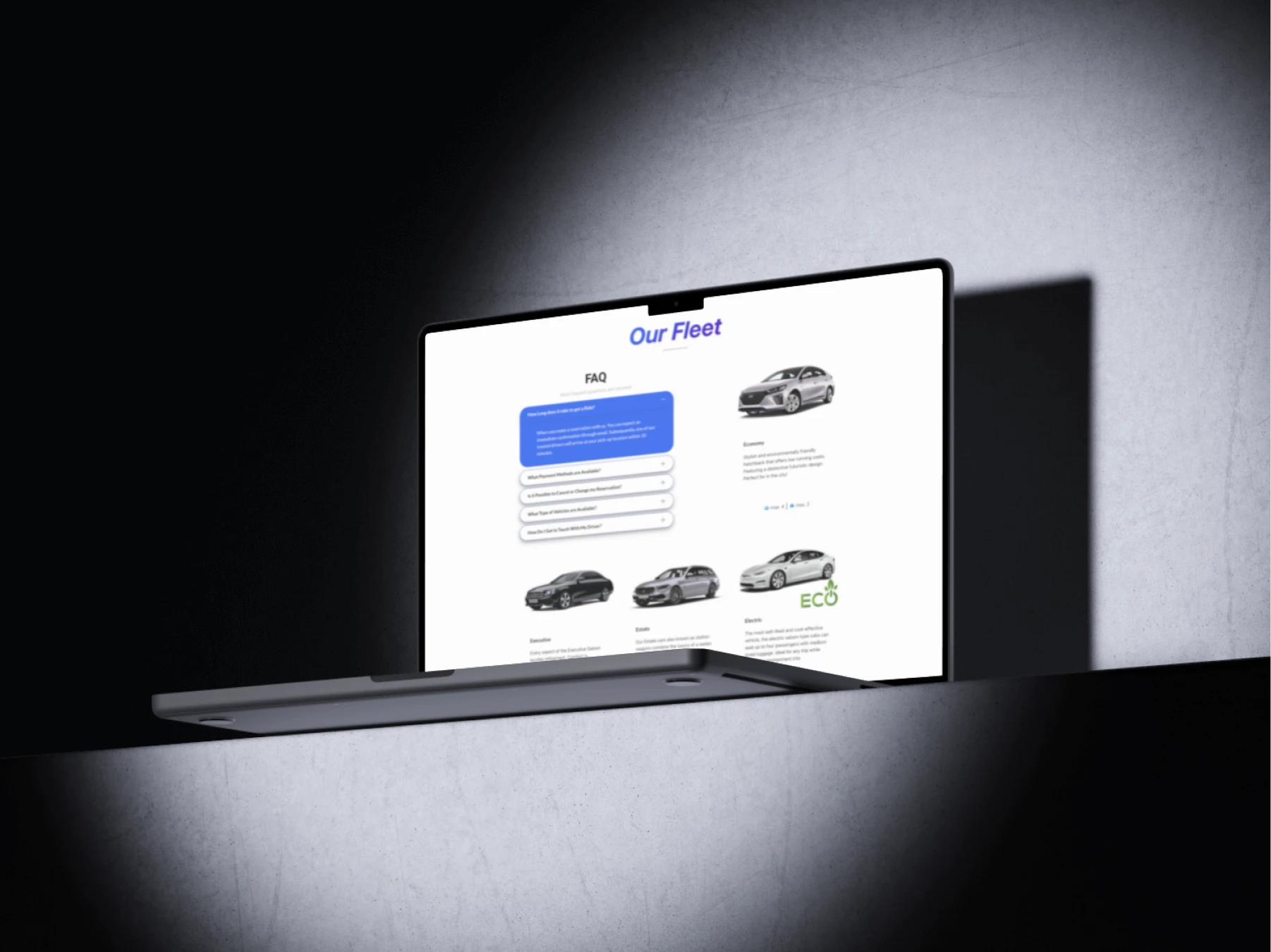 TXA: Fleet and booking website for an executive car service